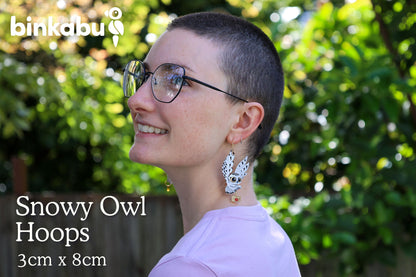 BINKABU Snowy Owl Hoop Earrings