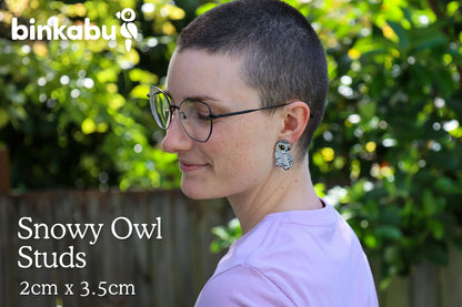 NEW Snowy Owl Studs - Statement Bird Earrings