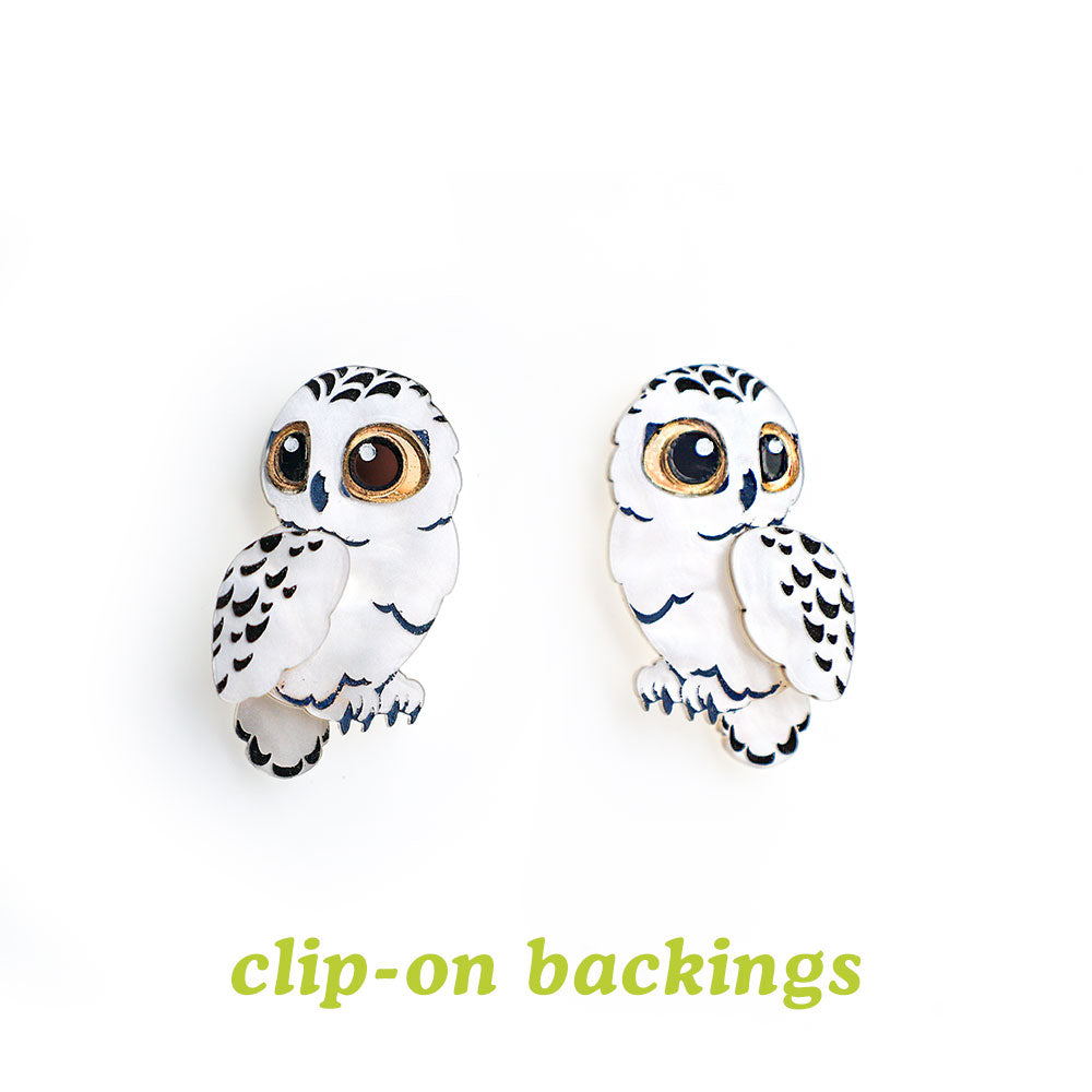 BINKABU Snowy Owl Stud Earrings
