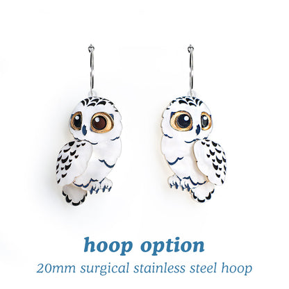 NEW Snowy Owl Studs - Statement Bird Earrings