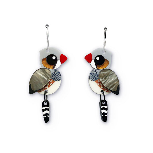Zebra Finch hoop earrings