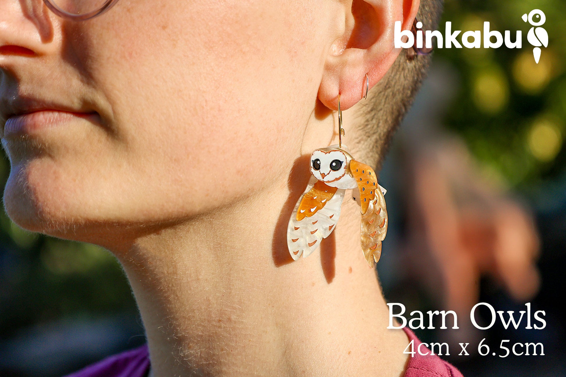 BINKABU barn owl hoop earrings