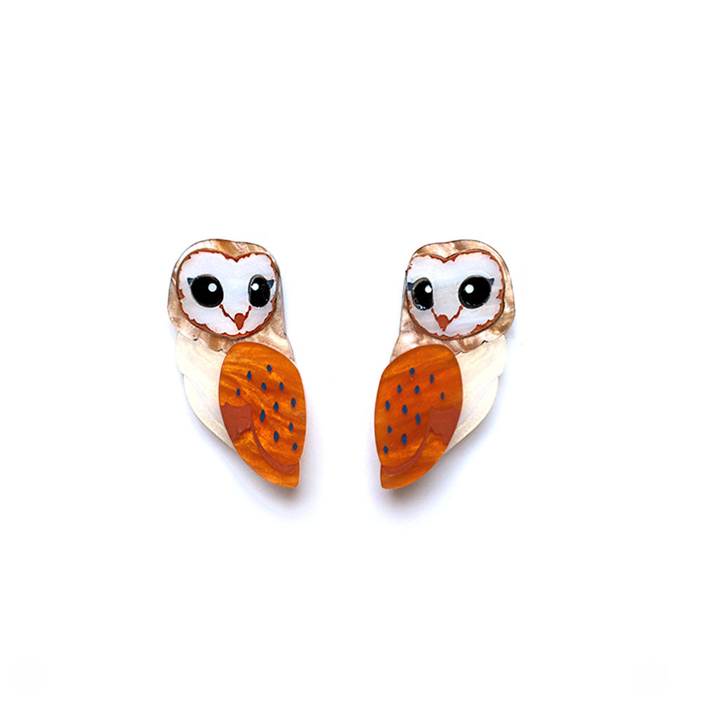 BINKABU barn owl stud earrings
