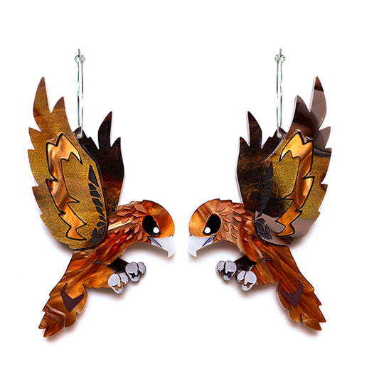 BINKABU wedge-tailed eagle hoop bird earrings