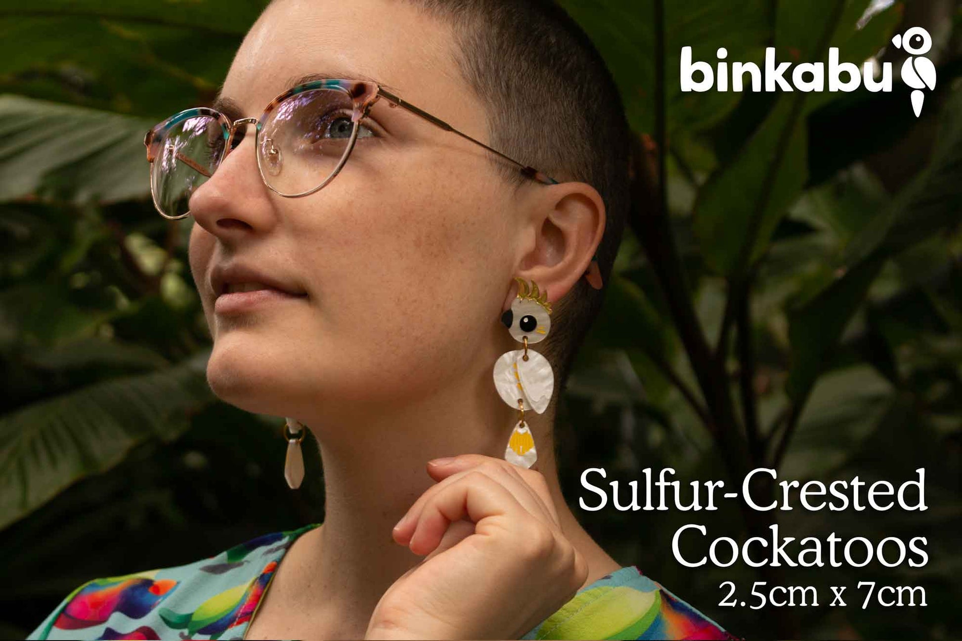Acrylic sulfur-crested cockatoo dangle earrings handmade